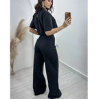 Damen Modisches Crop-Top mit weiter Hose R&B