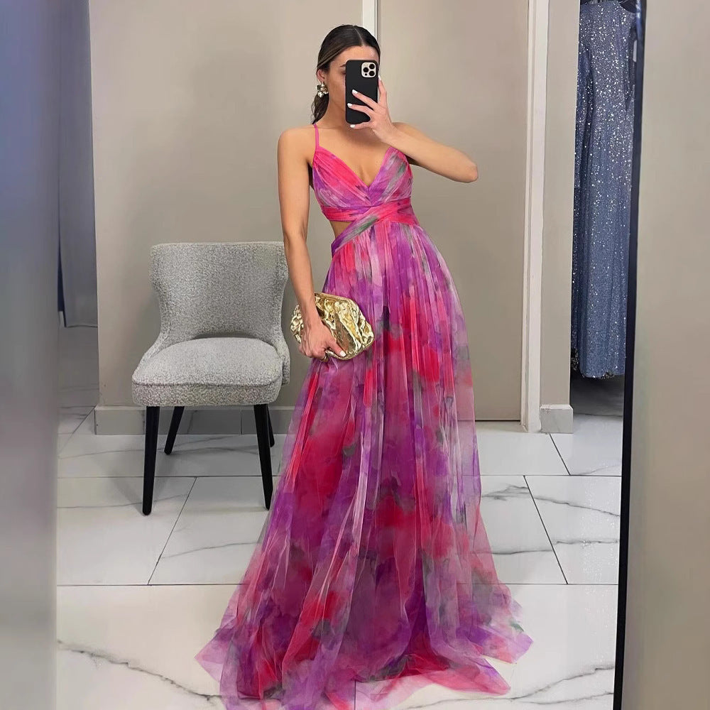 Damen Abendkleid mit fließendem Chiffon und eleganter Wickeloptik R&B