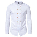Herren Stehkragen-Hemd mit eleganten Knopfdetails