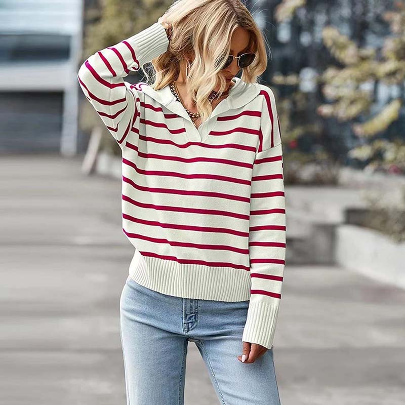 R&B | Gestreifter Strickpullover aus Feinem Material