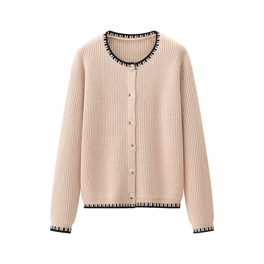 Damen Strickjacke mit feiner Rippstruktur und modischem Kontrastabschluss R&B