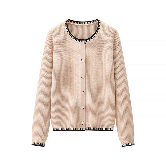 Damen Strickjacke mit feiner Rippstruktur und modischem Kontrastabschluss R&B