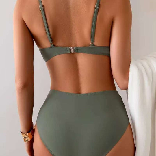 Damen Hochtailliertes Bikini-Set mit elegantem Wickeldesign R&B