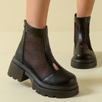 Damen trendy Verbindung von Stiefeln und Ankle Boots mit luftigen Mesh-Elementen R&B
