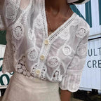 Damen Luftige Bluse mit kunstvollen Häkelmustern R&B