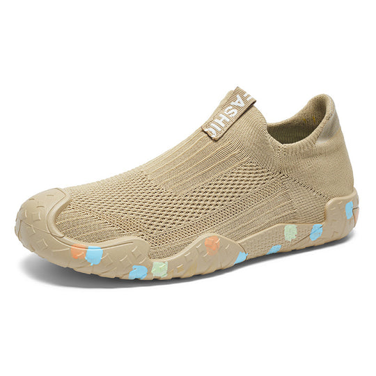 Damen Sportliche Slip-On Sneakers mit atmungsaktiver Strickstruktur und rutschfester Laufsohle R&B