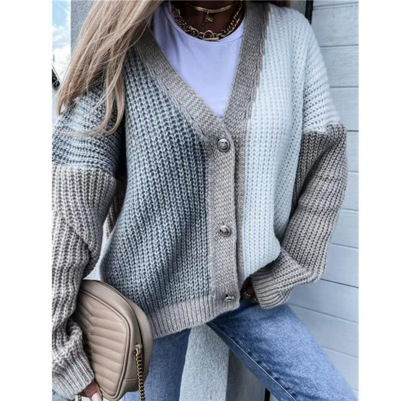 Damen Grobstrick-Knopfjacke im lässigen Oversized-Stil R&B