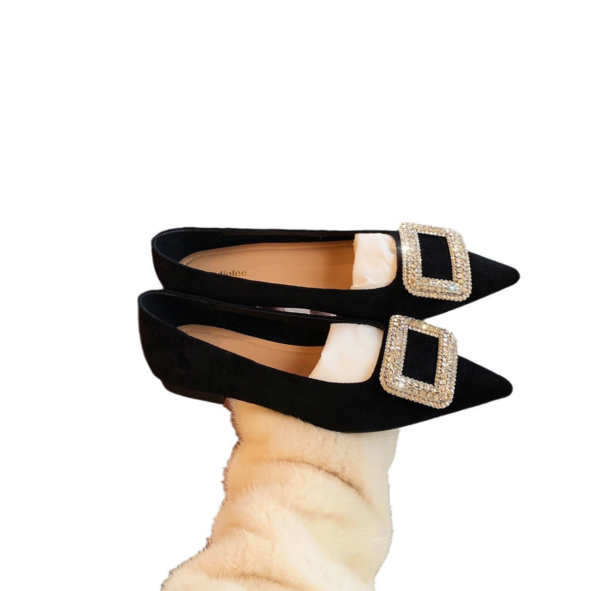 Damen elegante Ballerinas mit funkelnder Schnallenapplikation R&B