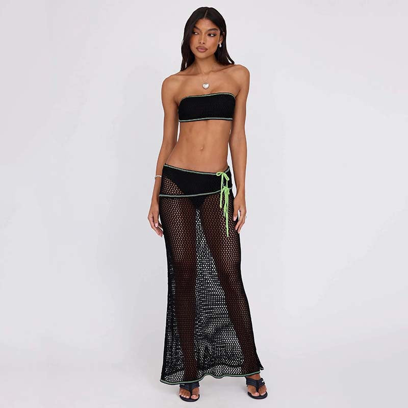 Damen stylisches Netz-Bikinioberteil mit passendem Überwurf R&B