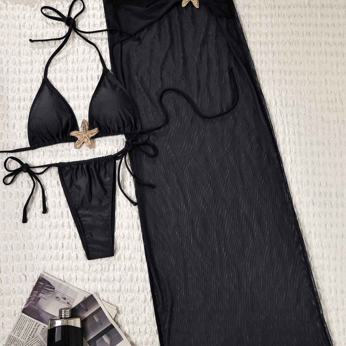Damen Bikiniset mit transparentem Strandüberwurf