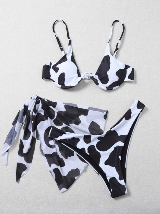 Damen Bikiniset mit marbledem Design und verstellbaren Trägern R&B