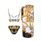 Damen Bikini-Set mit elegantem Wickelrock und verspieltem Oberteil R&B