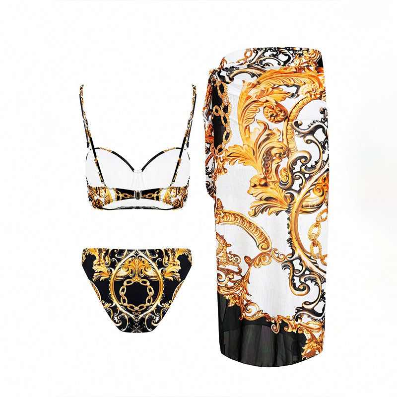 Damen Bikini-Set mit elegantem Wickelrock und verspieltem Oberteil R&B