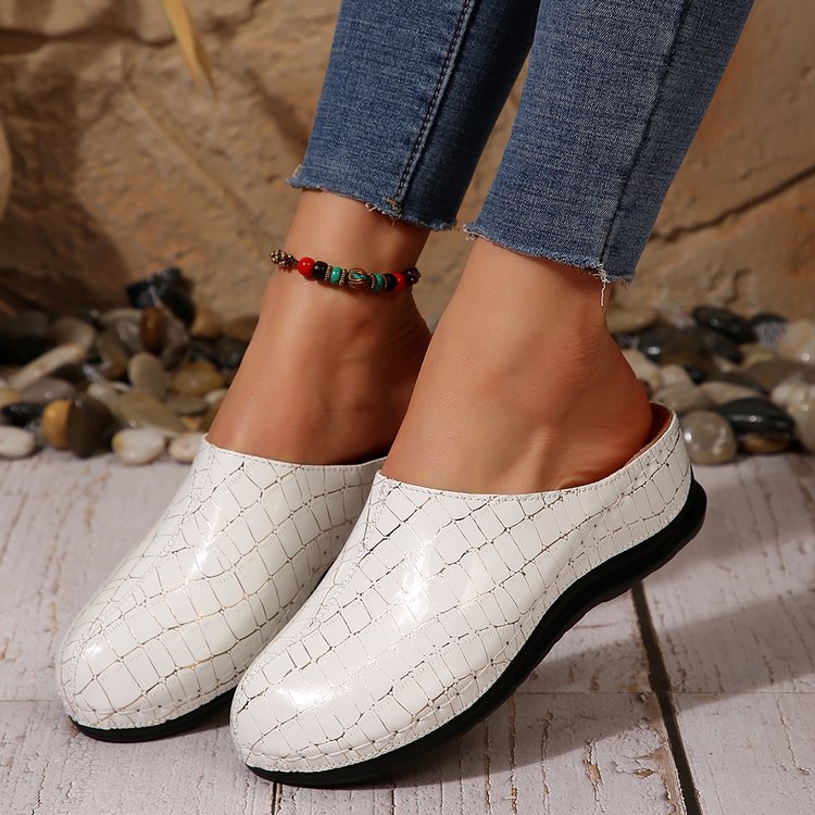 Damen Komfortable Clogs mit modischem Tierfell-Design und anatomischer Fußbettung R&B