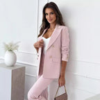 Damen Eleganter Double-Breasted Blazer mit goldenen Knöpfen und moderner Passform R&B