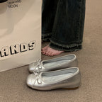 Damen Ballerinas mit elegantem Glanz und feiner Schleife R&B