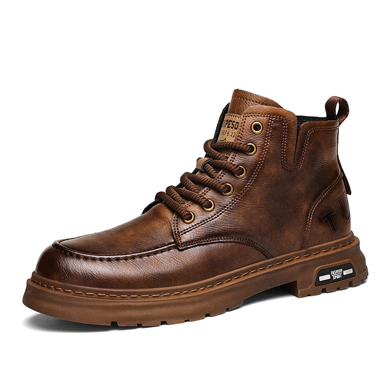 Herren robuste Lederboots mit rutschfester Sohle R&B