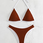 Damen Triangel-Bikini-Set mit kontrastierenden Borten R&B