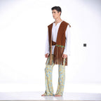 Herren Kostüm im Wildwest-Stil mit fransigem Weste und bunten Hosendetails R&B