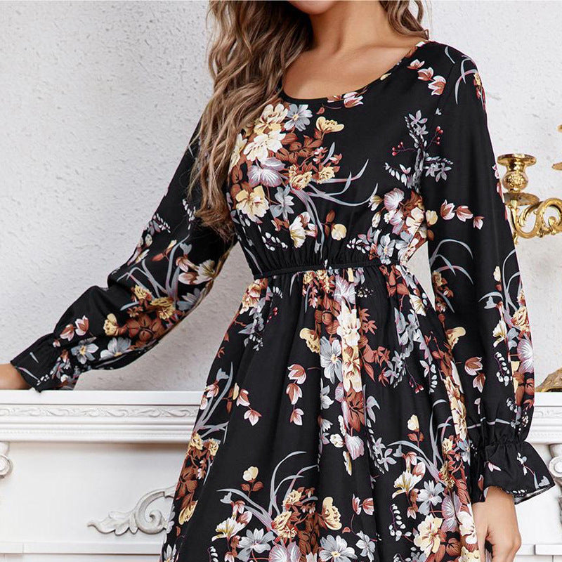 Damen Maxikleid mit floralem Design und hochgeschlitztem Saum R&B