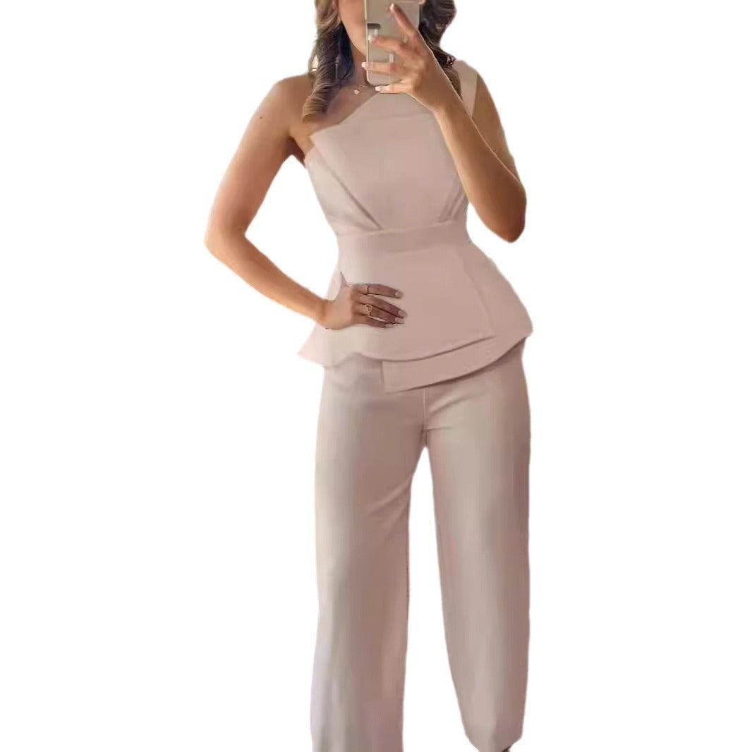 Damen Modischer Jumpsuit mit schickem Tailleneffekt und gerafftem Oberteil R&B