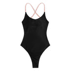 Damen eleganter Einteiler Badeanzug mit verstellbaren Trägern