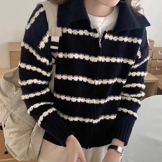 Damen gestreifter Strickpullover R&B