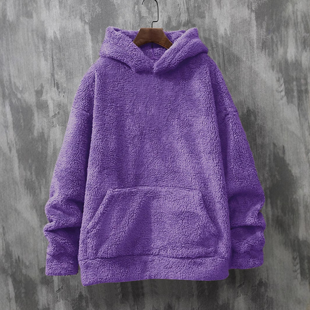 Damen Kuscheliger Fleece-Pullover mit Kapuze und praktischen Taschen R&B