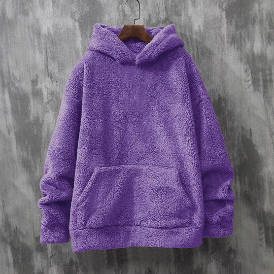 Damen Kuscheliger Fleece-Pullover mit Kapuze und praktischen Taschen R&B