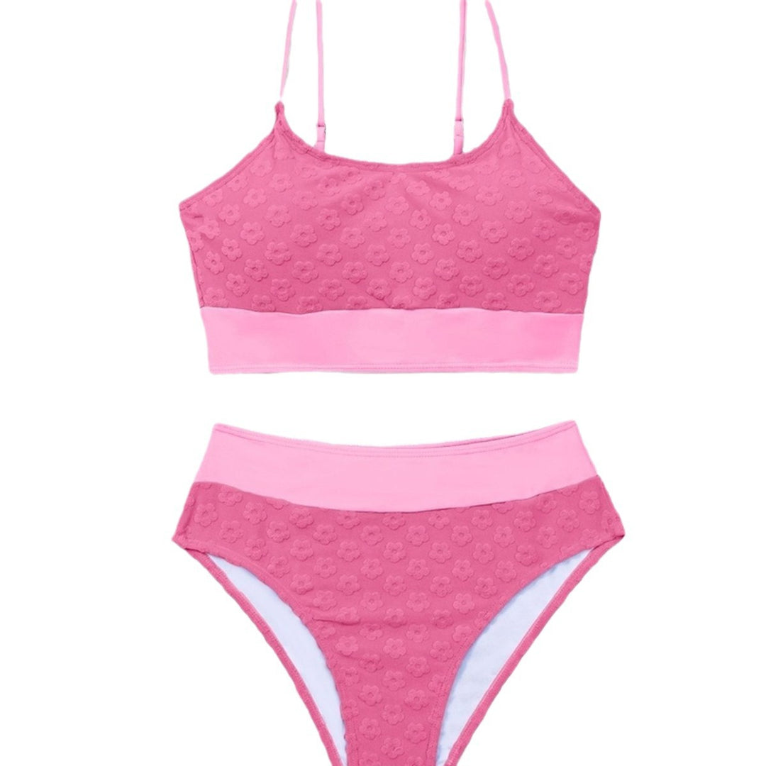 Damen Bikini-Oberteil mit hohem Bund und floralem Muster R&B
