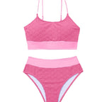 Damen Bikini-Oberteil mit hohem Bund und floralem Muster R&B