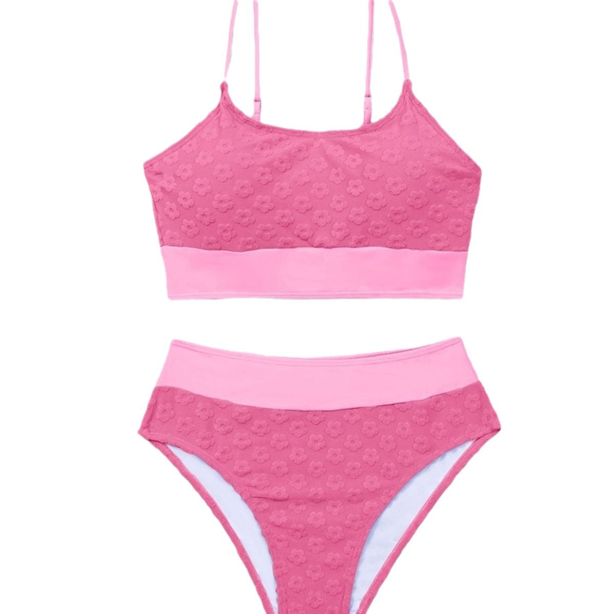 Damen Bikini-Oberteil mit hohem Bund und floralem Muster R&B