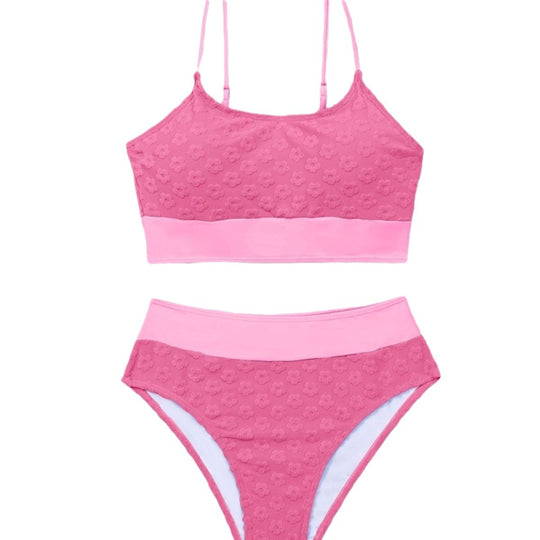 Damen Bikini-Oberteil mit hohem Bund und floralem Muster R&B