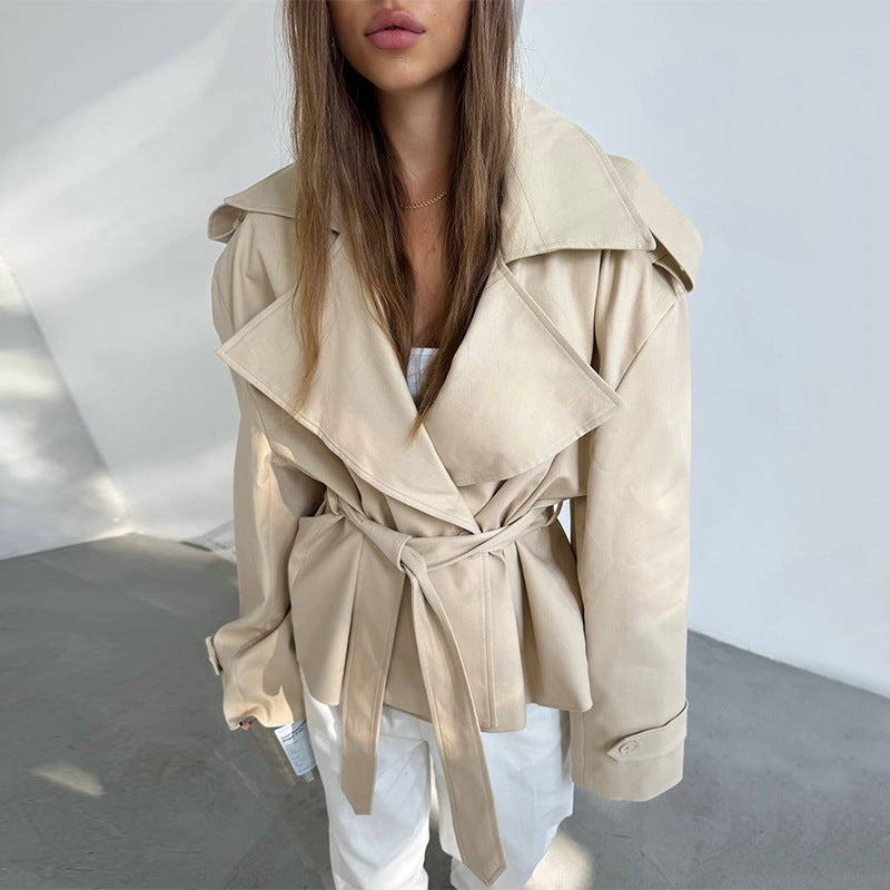Damen Elegante Trenchcoat mit Taillengürtel und weitem Schnitt R&B