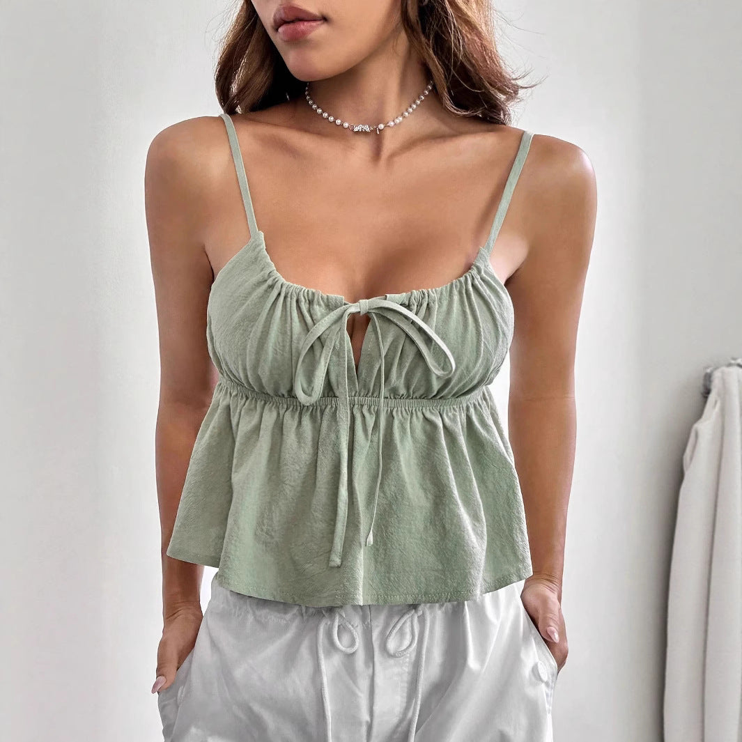 Damen luftiges Rüschen-Top mit verstellbaren Trägern R&B