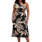 Damen asymmetrisches Strandkleid mit seitlichem Knoten R&B