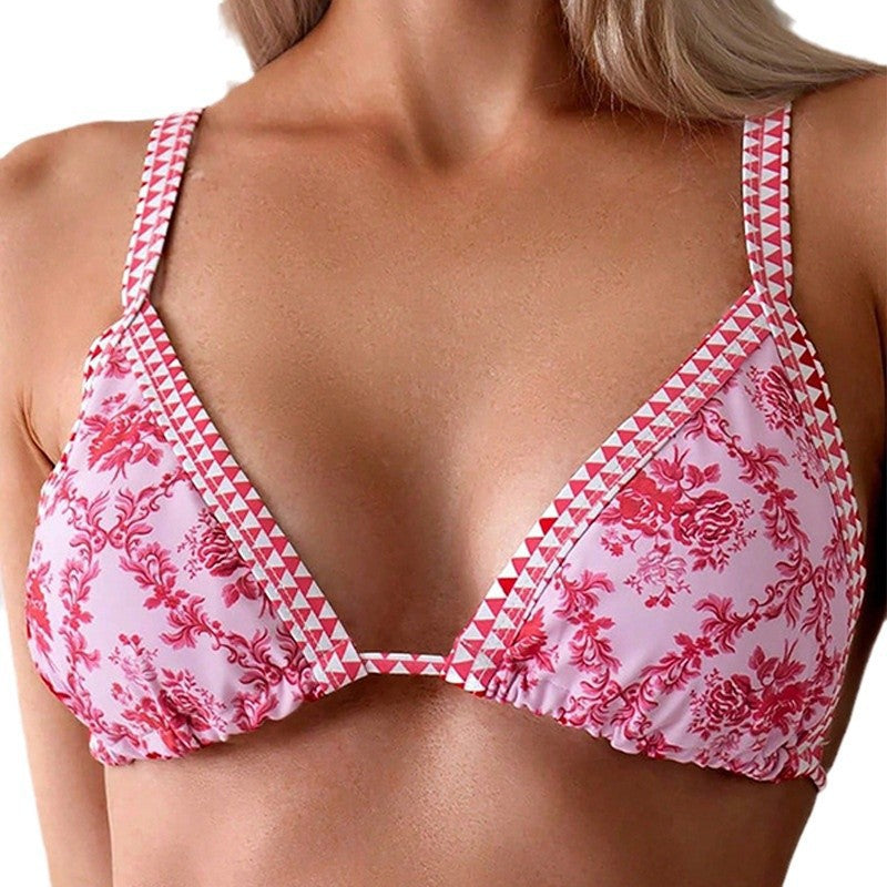 Damen Triangel-Bikini mit verspieltem Floral-Design und elastischen Trägern R&B