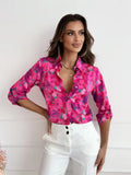Damen Bluse mit floralen Akzenten und lässigem Schnitt R&B