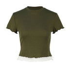 Damen Crop-Top mit Rüschendetails EB