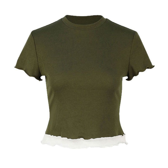 Damen Crop-Top mit Rüschendetails R&B