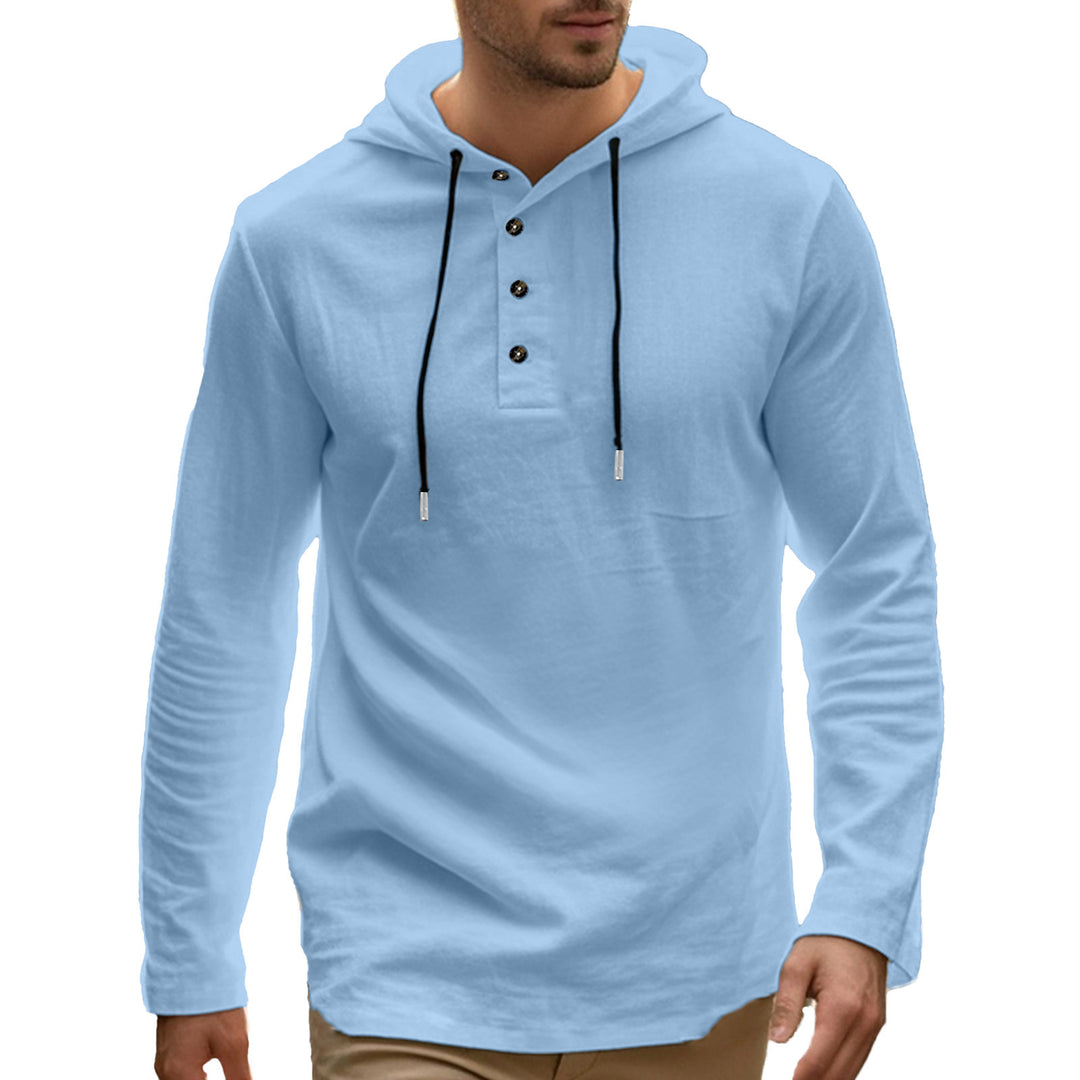 Herren lässiges Langarm-Hoodie-Shirt mit Knopfdetails und praktischen Taschen R&B