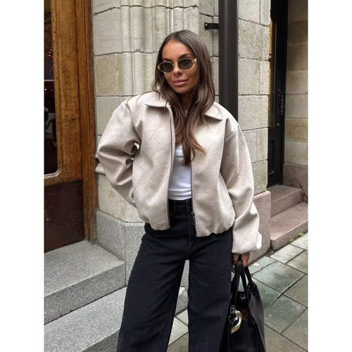 Damen cropped Steppjacke mit elastischen Bündchen und praktischen Taschen R&B