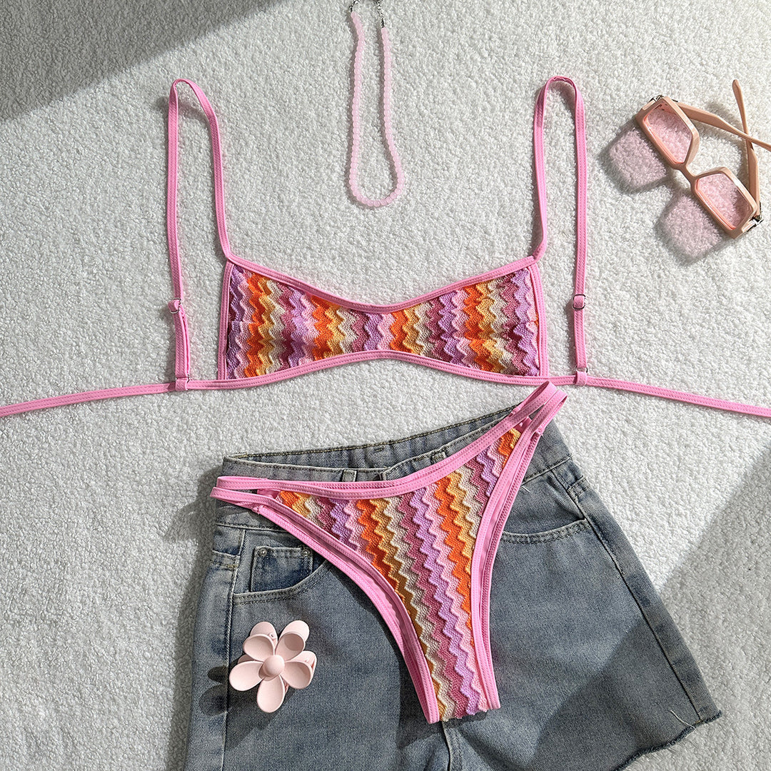 Damen Zweiteiliges Bikiniset mit geometrischem Zigzag-Muster R&B