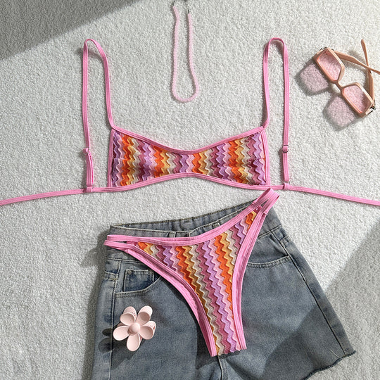 Damen Zweiteiliges Bikiniset mit geometrischem Zigzag-Muster R&B