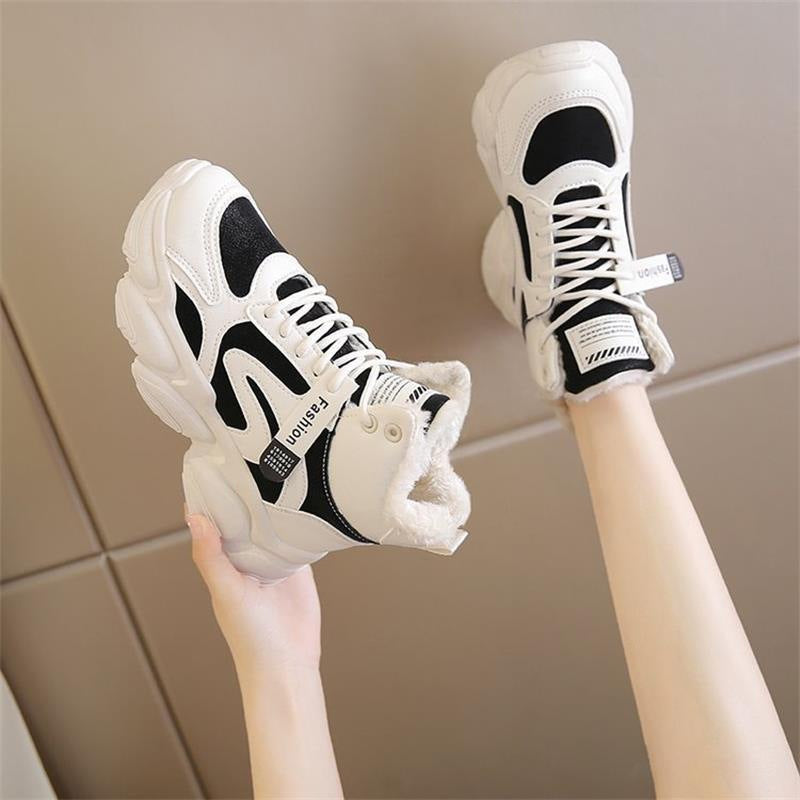 Damen Modische High-Top Sneakers mit warmem Innenfutter und rutschfester Sohle R&B