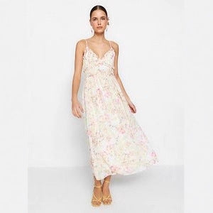 Damen Maxikleid mit floralen Mustern und fließendem Schnitt R&B