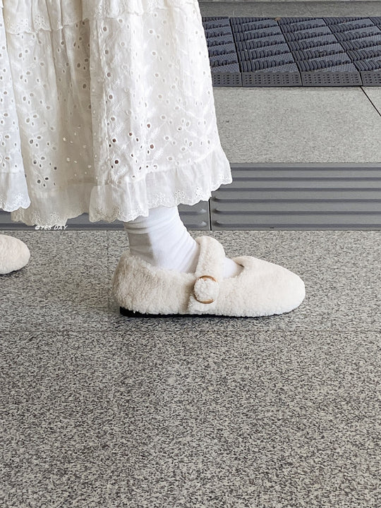 Damen Flauschige Hausschuhe mit eleganter Schnallen-Applikation R&B