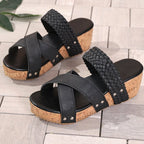 Damen Wedge-Sandalen mit geflochtenem Riemendesign und eleganter Korksohle R&B