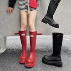 Damen Hohe Stiefel mit modischer Schnalle und komfortablem Plateau R&B