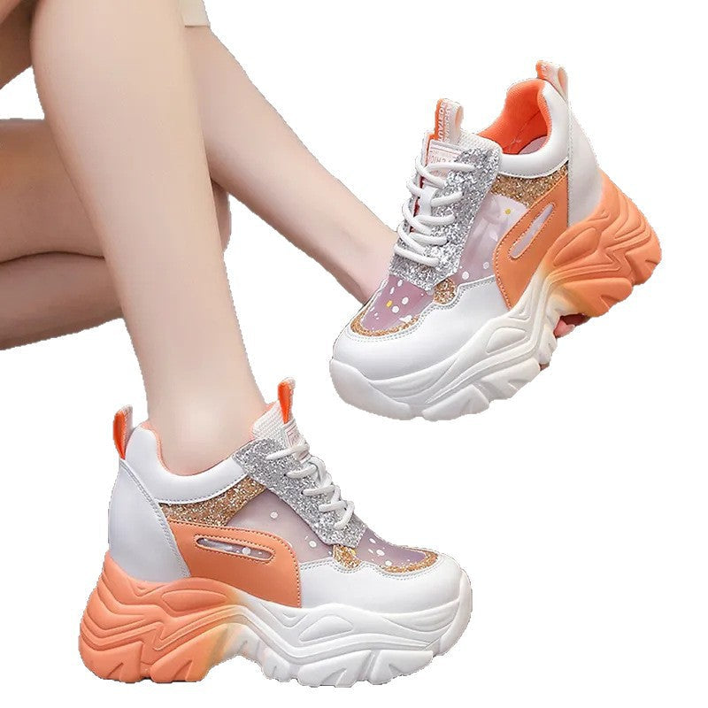 Damen sportliche Sneakers mit hochflexibler Sohle und modischen Glitzerdetails R&B